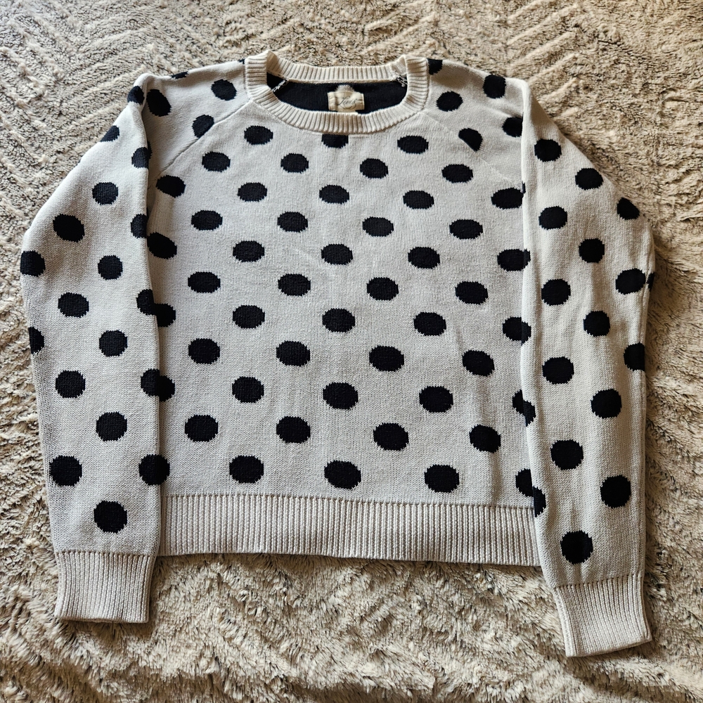 Levi's Cream Crewneck Sweater with Black Polka Dots